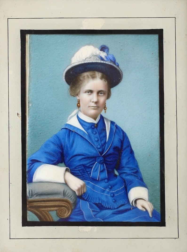 Hong Kong School, late 19th century, portrait miniature on ivory, Portrait of Mrs Hay Chapman (nee Amy Sutton), aged 18 just after her marriage, Ivory submission reference: 2Q31JSQ6 8.5 x 6cm